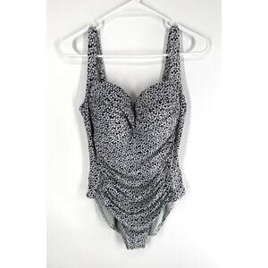 Nip Tuck Swim Women's 1‎ Piece Swimsuit Multi Fit Cup Floral Print Size 10 Blue